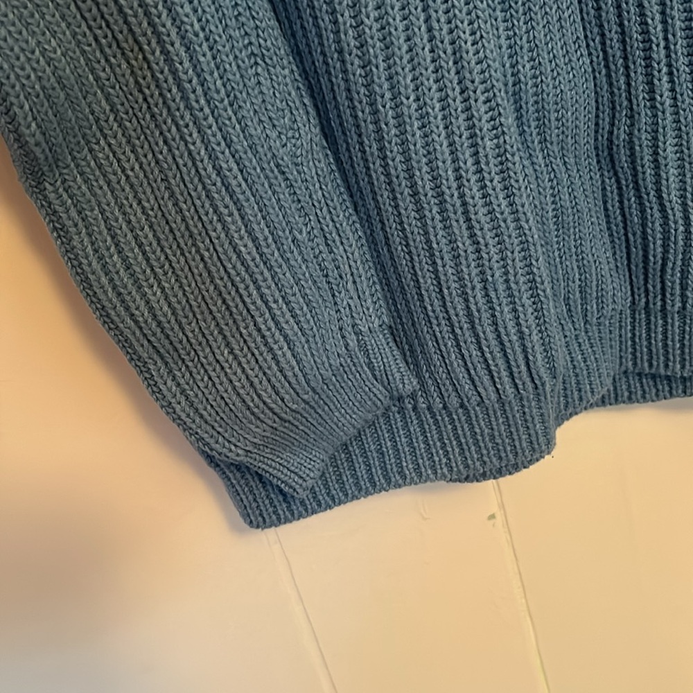 TALLY WEIJL made in Germany blue cropped cable knit sweater S - Picture 4 of 5